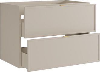 Vente-Unique Mueble de ba&ntilde;o suspendido con asas de metal dorado - Color beige - 80 cm - ONDIL