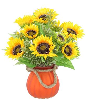 Creative Displays Inc. Modern Fall Arrangement With Sunflowers & Tea Leaves