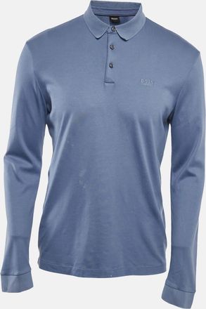 HUGO BOSS Boss By Hugo Boss Blue Cotton Knit Polo T-Shirt