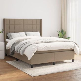 vidaXL Vidaxl - Cama Box Spring Con Colch&oacute;n Tela Gris Taupe 140x200 Cm