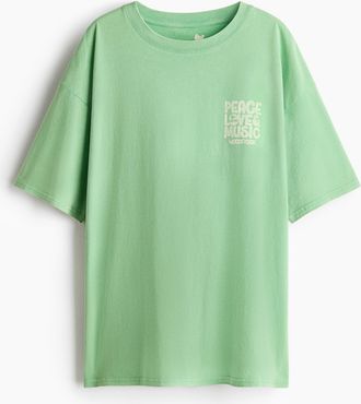 H&M Oversized T-Shirt mit Printmotiv - Green
