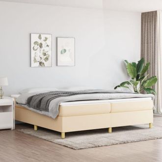 vidaXL Cama Box Spring Con Colch&oacute;n Tela Color Crema 200x200 Cm Vidaxl