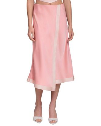 Avec Les Filles Asymmetrical Faux Wrap Midi Skirt