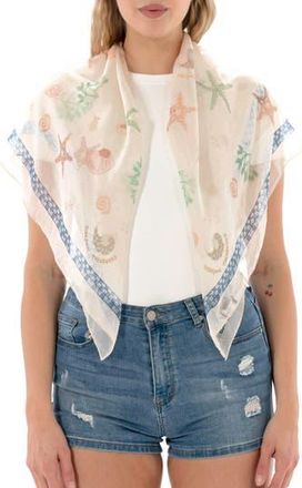 MARCUS ADLER Seashell Print Square Scarf in Ivory at Nordstrom Rack