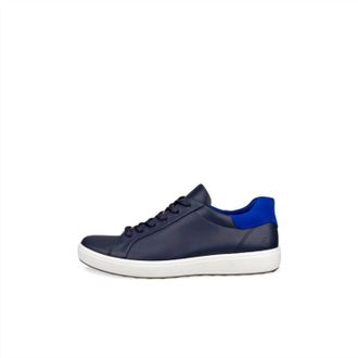 Ecco Mens Soft 7 Lace Leather Slip-On Shoes In Marine/virtual