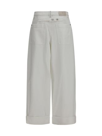 Brunello Cucinelli Womens Cotton Pants Naturale Trousers