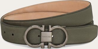 Ferragamo Men Adjustable Gancini belt Grey