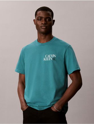 Calvin Klein Jeans Calvin Klein Mens Stacked CK Logo Easy Tee - Green - XL