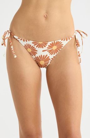 Billabong Fresh Daze Floral Side Tie Bikini Bottoms in Salt Crystal at Nordstrom, Size Medium