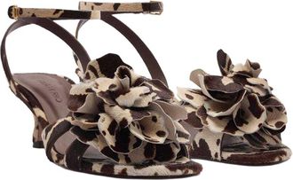 Farm Rio Flower Kitten Heel Leather Sandal