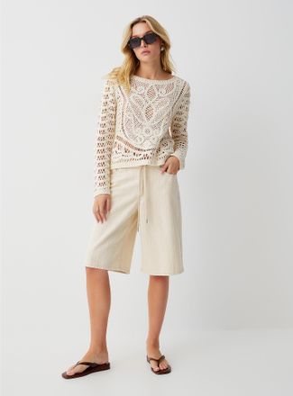 Jack & Jones Womens Amy textured stripes Bermuda short