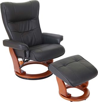 Hhg Hhg - Mca Sill&oacute;n Reclinable Montreal, Sill&oacute;n Tv Taburete, Cuero Genuino 130kg Capacidad De Carga, Negro, Color Miel
