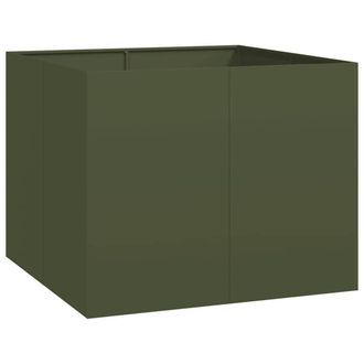 Berkfield Home Planter Olive Green 100x100x80 cm Steel | Size: 100 x 100 x 80 cm