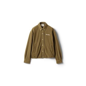 Miu Miu Fleece Blouson Jacket, Woman, Olive Green, Size 36