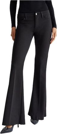 Liu Jo Flare broek met logo op achterzak - Dames - Wijde Broeken - Zwart - XL - Polyester - Broeken