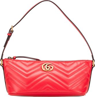 Gucci Pre-owned Womens Gg Marmont Shoulder Bag Quilted - Red Leather - One Size
