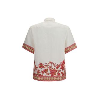 Etro Mens Multicolor Linen Shortsleeve Shirt