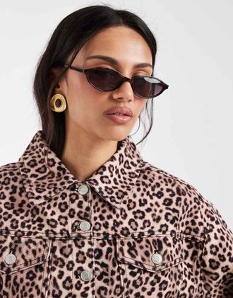 Asos Giacca leopardata anni 80 con spalle scivolate-Marrone