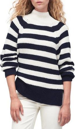 Barbour Silverdale Breton Stripe Funnel Neck Sweater in Aran at Nordstrom Rack, Size 6 Us / 10 Uk