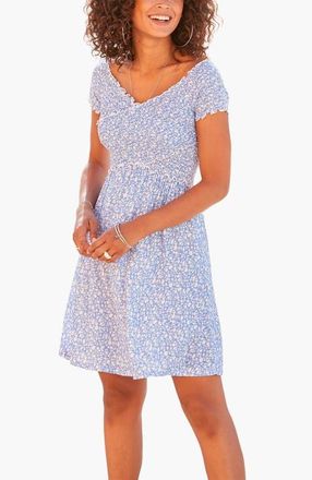 Lascana Smocked Pattern Dress in Blue-Patterned at Nordstrom, Size 8