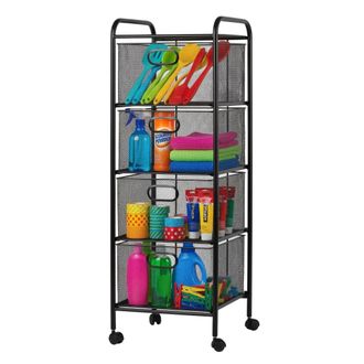 Relaxdays Relaxdays Carro, 4 Cajones, Metal, Al X An X F: 92,5 X 32 X 33 Cm, 4 Ruedas, Cocina, Ba&ntilde;o, Carrito Auxiliar, Negro