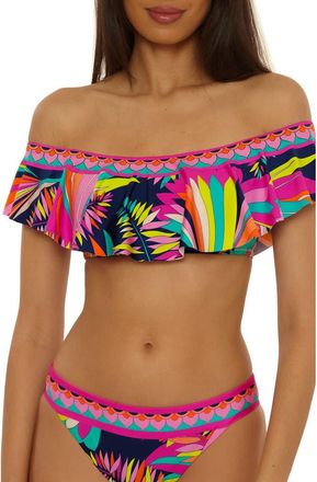 Trina Turk Paralia Ruffle Off the Shoulder Bikini Top in Multi at Nordstrom, Size 14