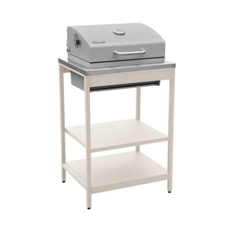 Sweeek Barbacoa de carb&oacute;n, 2 estantes, beige