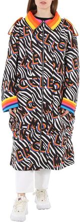 Moncler Richard Quinn Zebra Logo-print Ava Coat, Brand Size 0 (X-Small)