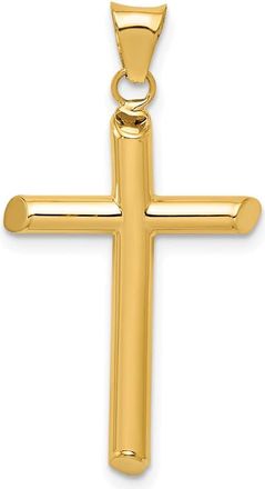 Diamond2Deal 14k Gold Polished Tube Cross Pendant