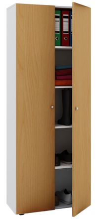 ebuy24 Armario De Oficina Vcm Con 5 Compartimentos Moderno Archivador Con Puertas Giratorias Dimensiones An. 70 X Al. 178 X T. 40 Cm - Vandol (blanco / Haya)