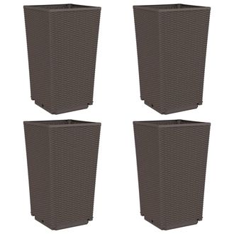 vidaXL Jardineras 4 Unidades Pp Marr&oacute;n 32,5x32,5x57 Cm Vidaxl