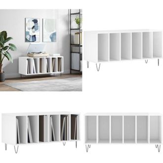 vidaXL Mobile Porta Dischi Bianco Lucido 100x38x48cm Legno Multistrato - Mobile per vinili - Mobile per giradischi
