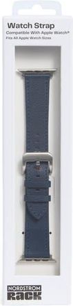 Nordstrom Rack Leather Apple Watch Watchband in Navy- Silver at Nordstrom Rack