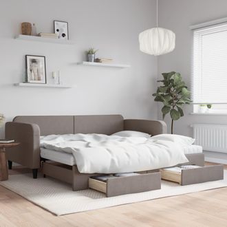 vidaXL Vidaxl - Sof&aacute; Cama Nido Con Cajones Tela Gris Taupe 100x200 Cm