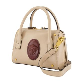 Versace Womens Small Boston Crossbody - Versace Leather Ivory Calfskin Bags Crossbodies