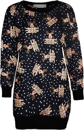 The Celebrity Fashion Christmas Ladies Fleece Tunic Jumper Womens Santa Xmas Dress Elf Long Sweatshirt