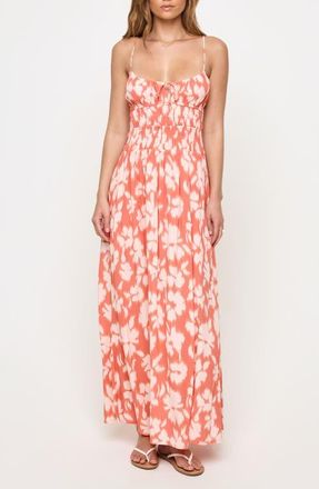 L*Space Tala Shirred Waist Cover-Up Maxi Sundress in Vine Vingette at Nordstrom, Size X-Small