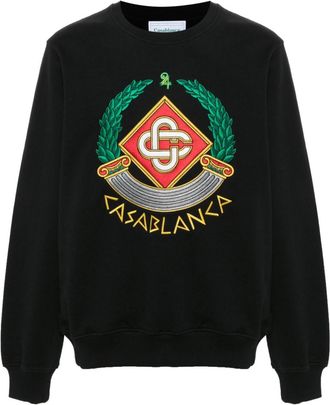 Casablanca Casa Crest-embroidered sweatshirt - men - Viscose/Organic Cotton - M - Black