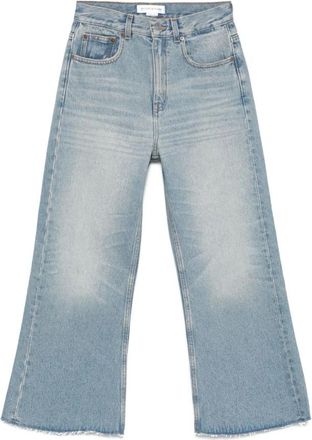 Victoria Beckham Lichtblauwe Wide Leg Crop Jeans - Dames - Cropped Jeans - Blauw - W27 - Katoen - Jeans