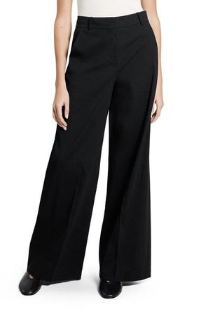 Theory Linen Blend Wide Leg Pants in Black at Nordstrom, Size 12