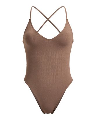 Roxy Badeanzug ROXY Lasca, Damen, Gr. XXL, grau (deep taupe), 78% Nylon, 9% Nylon, 7, 00% Metall, 6, 00% Elasthan, Badeanz&uuml;ge Badeanzug