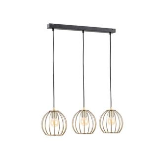 Netlighting Globe Bar Pendant Ceiling Light Black Gold 60cm 3x E27