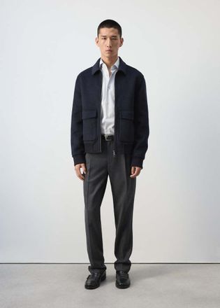 Mango Giacca misto lana tasche blu notte - Uomo - XXL - MANGO MAN