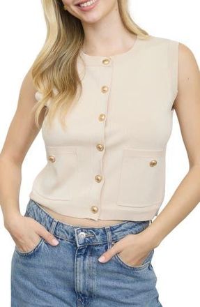 Blu Pepper Sleeveless Double Pocket Cardigan in Khaki at Nordstrom Rack, Size Medium