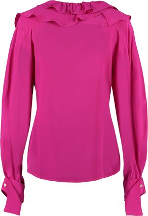 Victoria Beckham Womens Ruffled Silk Blouse - Dusty Pink - Size EU 34 (Womens)