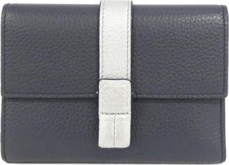 Loewe Silver Dark Navy Leather Wallet (Tri-Fold) (Pre-Owned)