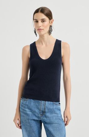 Brunello Cucinelli Cotton ribbed knit top in Blue at Nordstrom, Size Xx-Small Eu