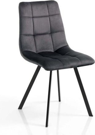 Oresteluchetta Juego De 4 Sillas De Terciopelo Efecto Acolchado Para Comedor Amelie - Negro