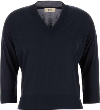 Herno Midnight Blue Lyocell Blend T Shirt