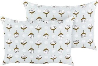 Beliani Conjunto De 2 Cojines De Jard&iacute;n Almohada De Exterior 40 X 60 Cm Poli&eacute;ster Motivo Geom&eacute;trico Verde Claro Cuneo